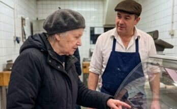 Every day, a 70-year-old retiree bought 40 kilograms of meat from her butcher. One day, he decided to follow