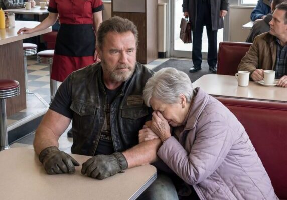 A Lone Biker Stops at a Quiet Roadside Diner on a Stormy Night — Then an Elderly Woman Asks for His Help –