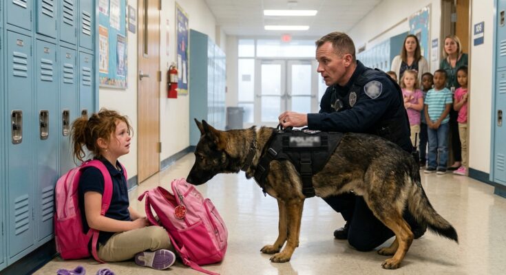 My Trained K9 Suddenly Lunged At A 7-Year-Old Girl Outside Her Classroom… Everyone Thought He Was Attacking