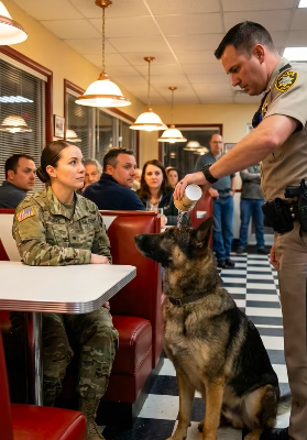 “Touch my K9 again, Sheriff—and I promise your badge won’t survive the footage.” A crooked small-town lawman tried to intimidate a retired SEAL… but he didn’t know her dog’s harness was recording everything for federal eyes.