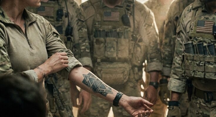 He mocked what he thought was a low-ranking tech—until her sleeve slipped back, exposing a classified tattoo that froze the room. When the commander finally spoke, the Navy SEAL turned pale, realizing the woman he’d insulted had secretly saved his life be