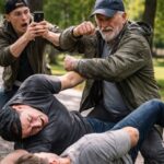 Three hooligans decided to bully an old man in the park… not knowing who they were dealing with.