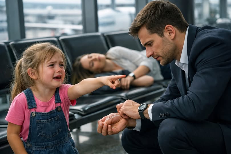Just as the man was about to board the plane, a young girl came running up to him, crying: “Please, help me… my mom is asleep and won’t wake up.”