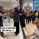Violinists and a 13-year-old child made a show that captivated everyone’s attention