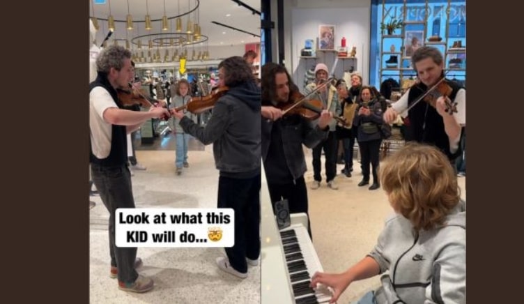 Violinists and a 13-year-old child made a show that captivated everyone’s attention